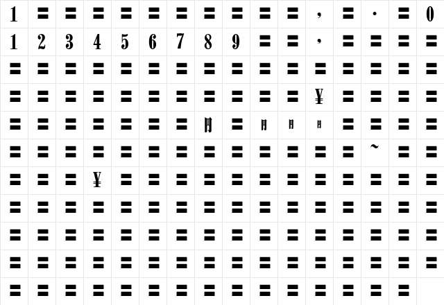 MOSuuji H C ACn Character Map