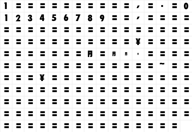 MOSuuji H C AEn Character Map