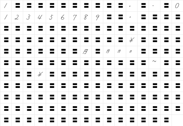 MOSuuji H C BDn Character Map