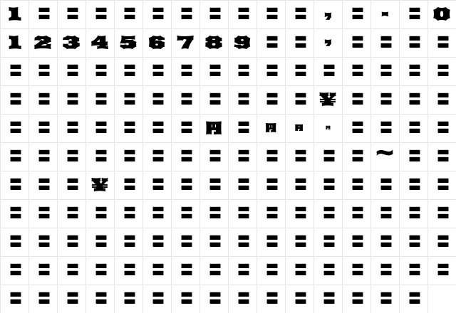 MOSuuji H C DAn Character Map