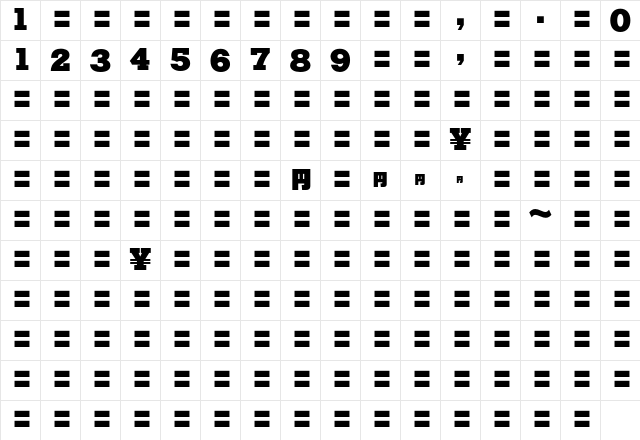 MOSuuji H C DDn Character Map