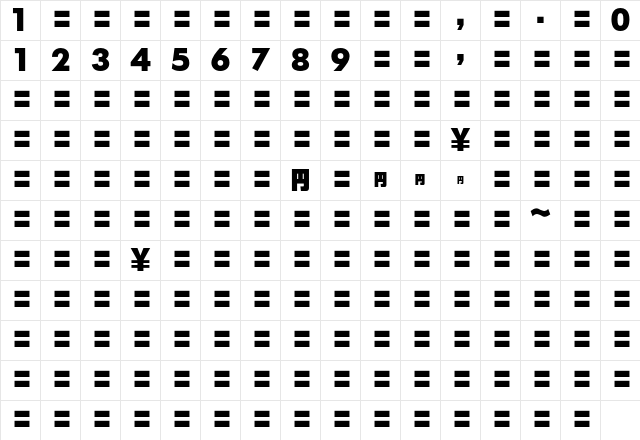 MOSuuji H C DGn Character Map