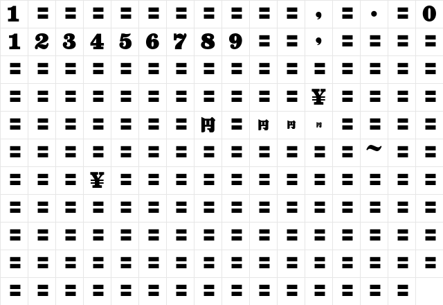 MOSuuji H C EFn Character Map