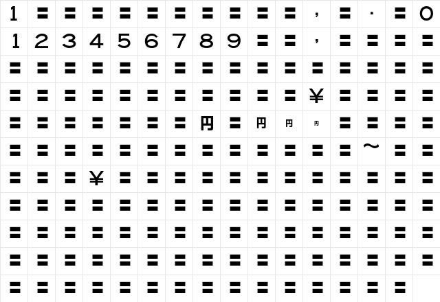 MOSuuji H C ICn Character Map