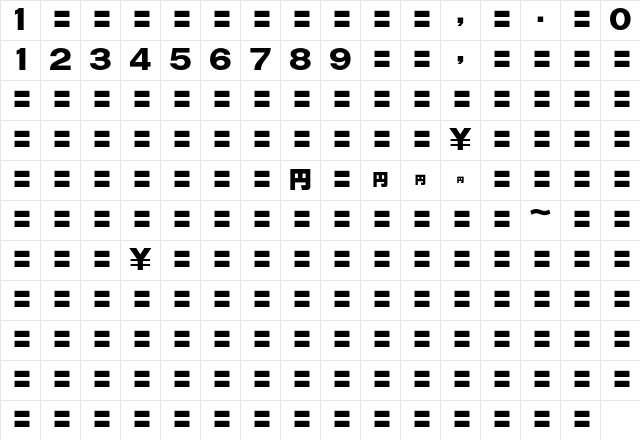 MOSuuji H C IEn Character Map