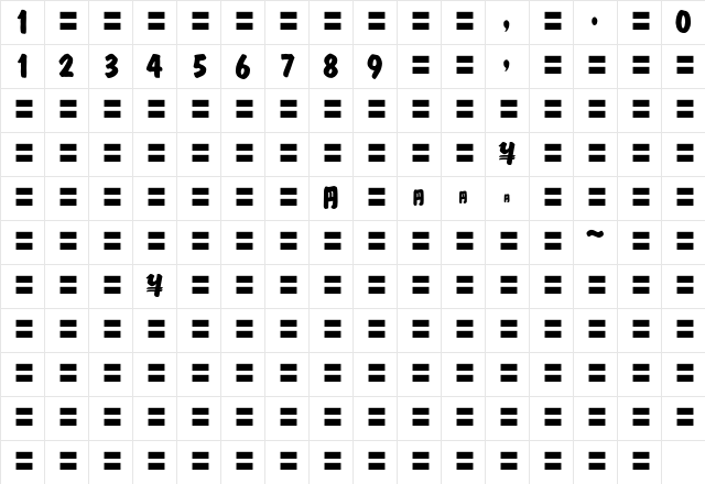 MOSuuji H D JBn Character Map