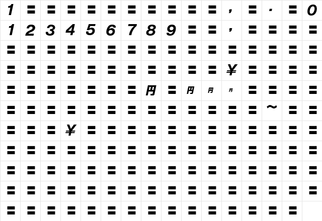 MOSuuji H E ABn Character Map