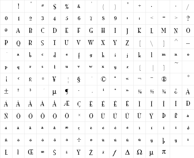 Mona Lisa ICG Solid Regular Character Map