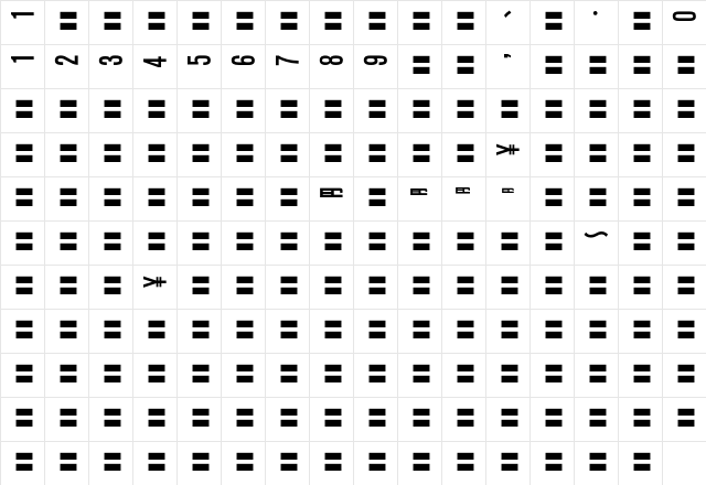 MOSuuji V A ABn Character Map