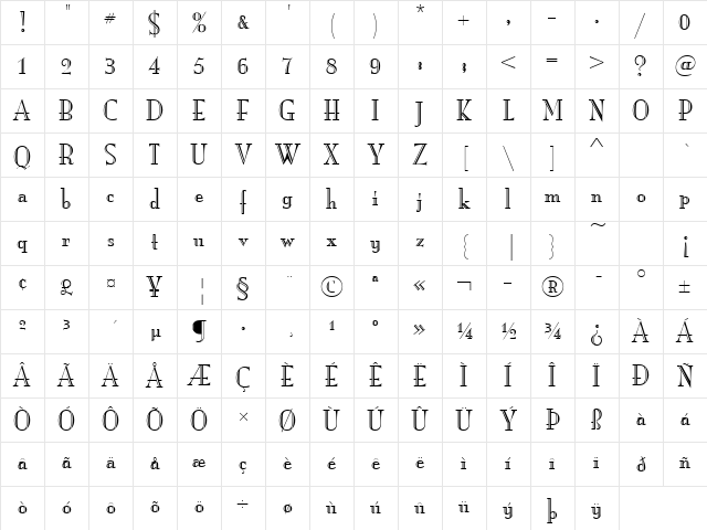 Mona Lisa Recut ITC TT Regular Character Map Mona Lisa Recut ITC TT Regular Character Map