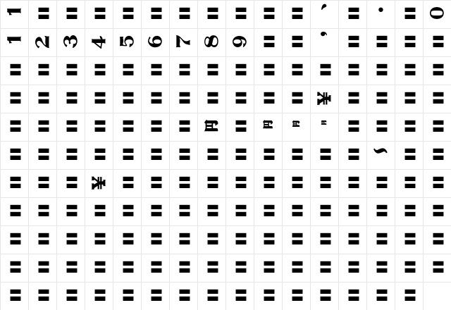 MOSuuji V A CFn Character Map