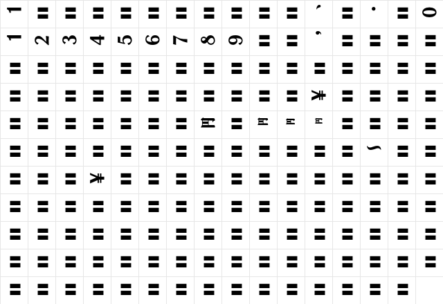 MOSuuji V A DEn Character Map
