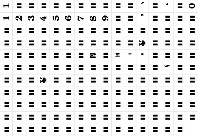 MOSuuji V A DGn Character Map