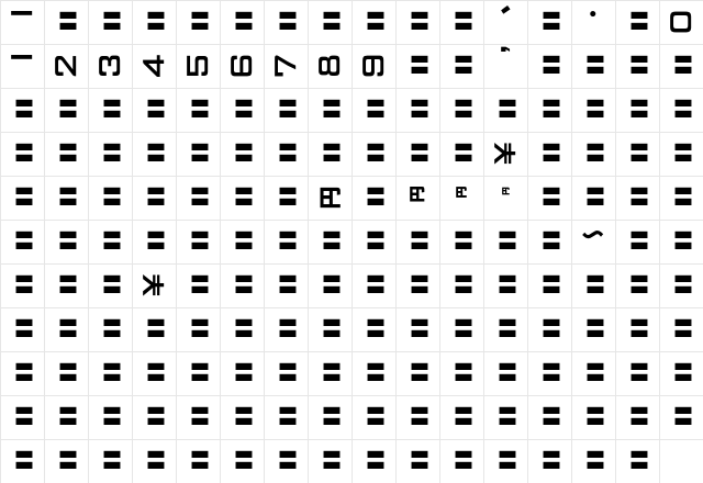 MOSuuji V A EAn Character Map