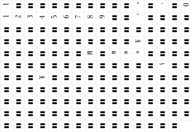 MOSuuji V B EHn Character Map