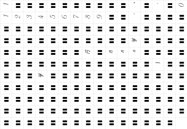 MOSuuji V B FHn Character Map