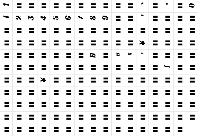 MOSuuji V B GGn Character Map