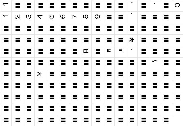 MOSuuji V B GHn Character Map