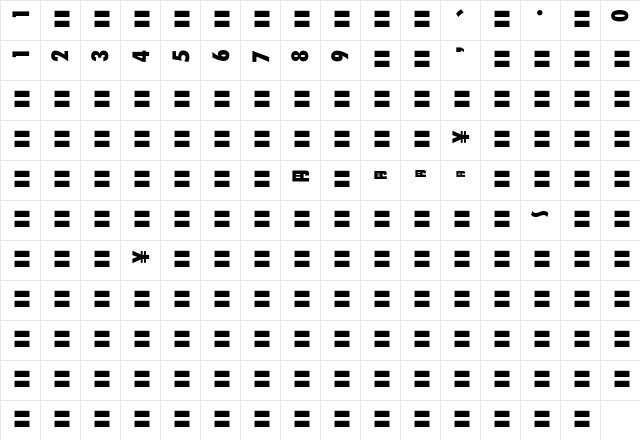 MOSuuji V B HDn Character Map