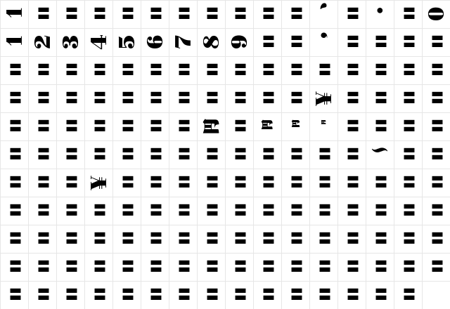 MOSuuji V B JJn Character Map