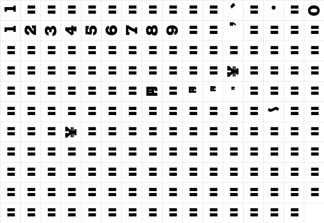 MOSuuji V C DEn Character Map
