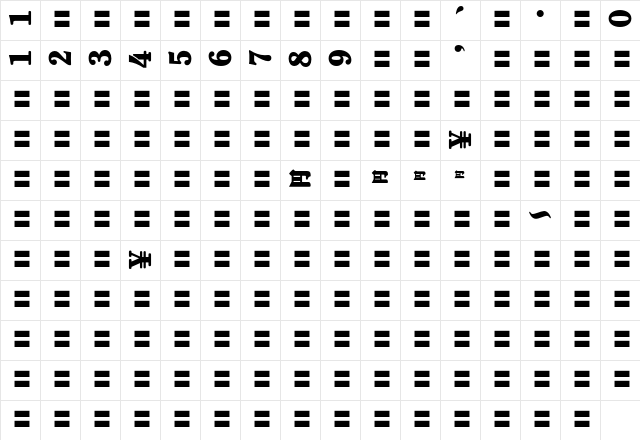 MOSuuji V C EJn Character Map