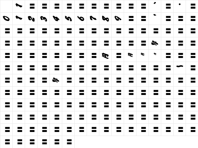 MOSuuji V D DGn Character Map