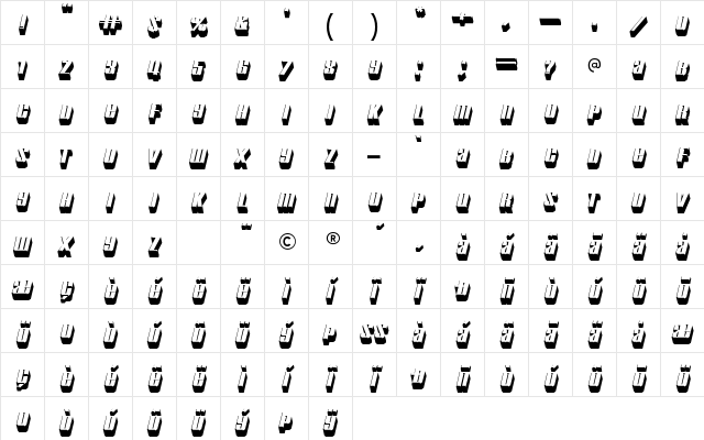 Motorcade Regular Character Map Motorcade Regular Character Map