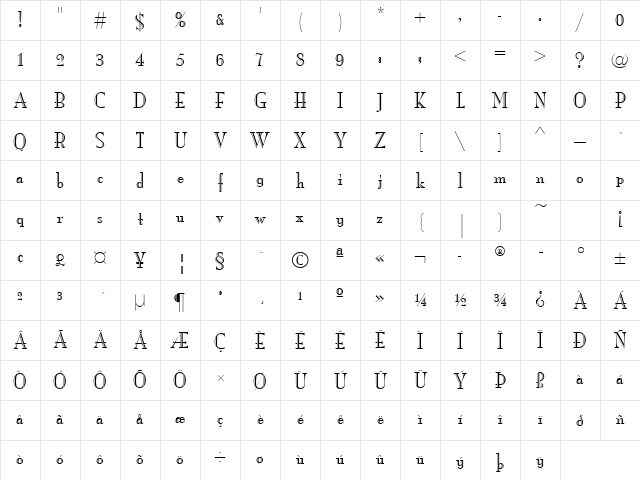 MonaLisaRecutEF Medium Character Map