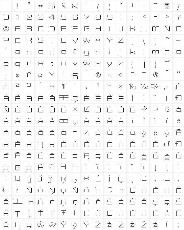 Move-X Light Character Map Move-X Light Character Map