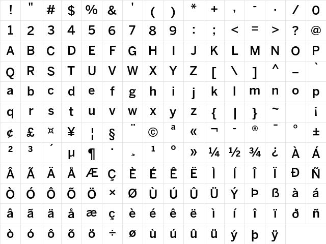 MP FBBentonSans Medium Character Map