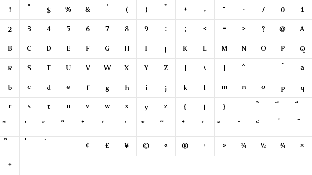 MP DBBangPood Bold Character Map