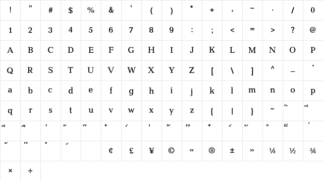 MP DBKomol DemiBold Character Map MP DBKomol DemiBold Character Map