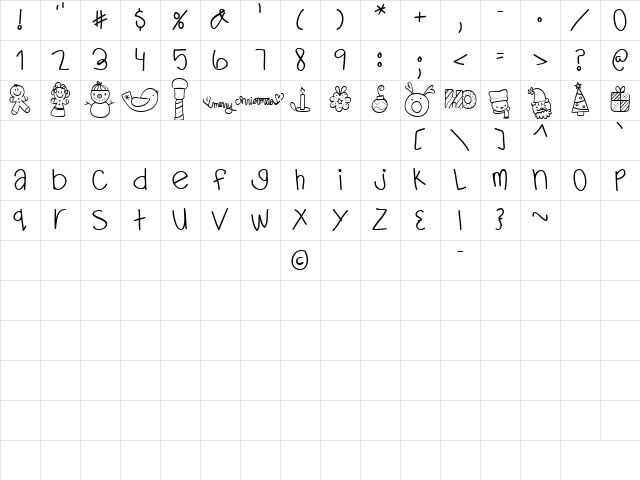 MTF Dear Santa Regular Character Map