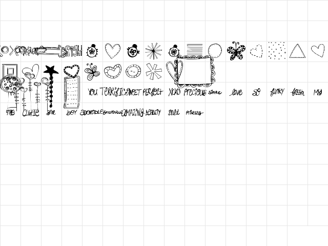 MTF Doodlewhats Regular Character Map MTF Doodlewhats Regular Character Map