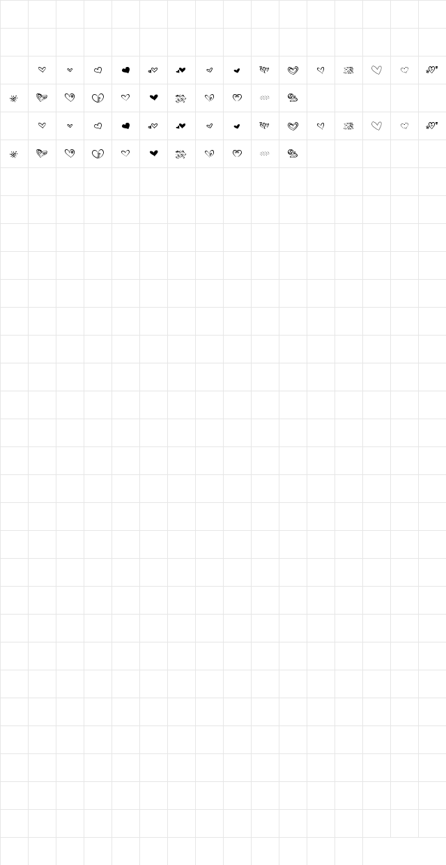 MTF Heart Doodle Regular Character Map MTF Heart Doodle Regular Character Map