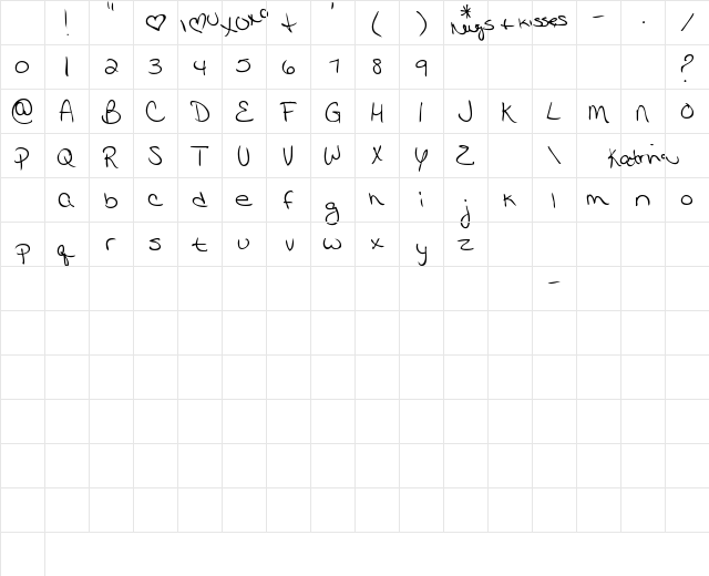 MTF Katrina Regular Character Map