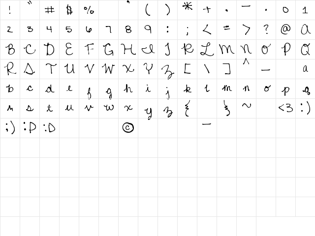 MTF Mikayla Regular Character Map