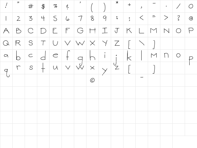 MTF Sweetie Regular Character Map MTF Sweetie Regular Character Map