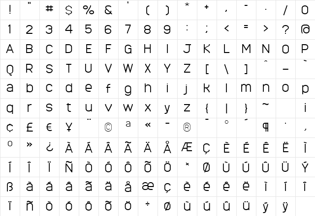 MonarkLight Regular Character Map MonarkLight Regular Character Map
