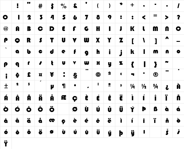 MumboBlackSSK Bold Character Map MumboBlackSSK Bold Character Map