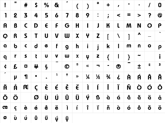 MumboSSK Bold Character Map