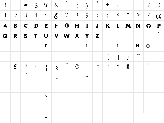 MuOnline Regular Character Map
