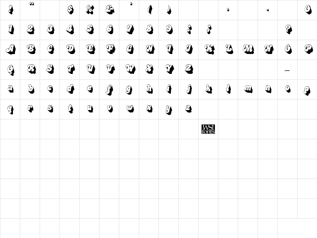 Murdock Italic Character Map