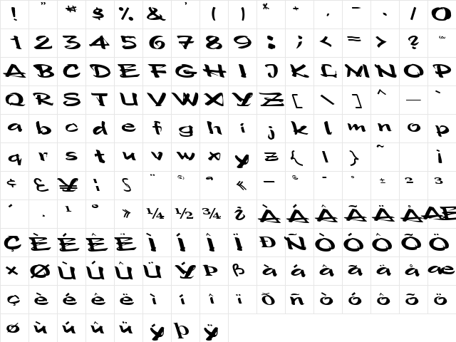 Mush Regular Character Map