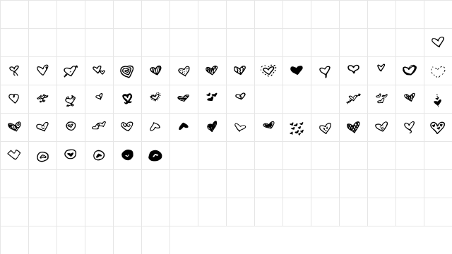 MWHeart Medium Character Map