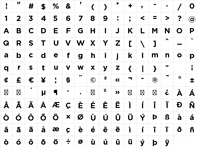 My Font Bold Character Map
