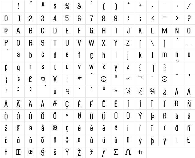 Myhota Bold Character Map Myhota Bold Character Map