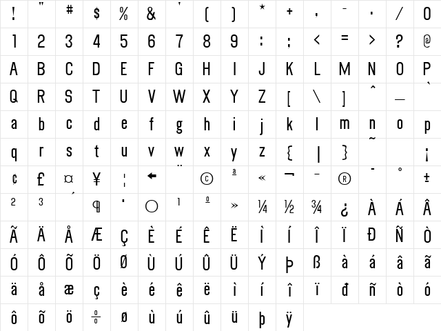 Myhota Bold Character Map