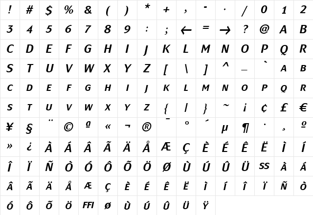MondialPlus Medium Italic Caps Regular Character Map MondialPlus Medium Italic Caps Regular Character Map